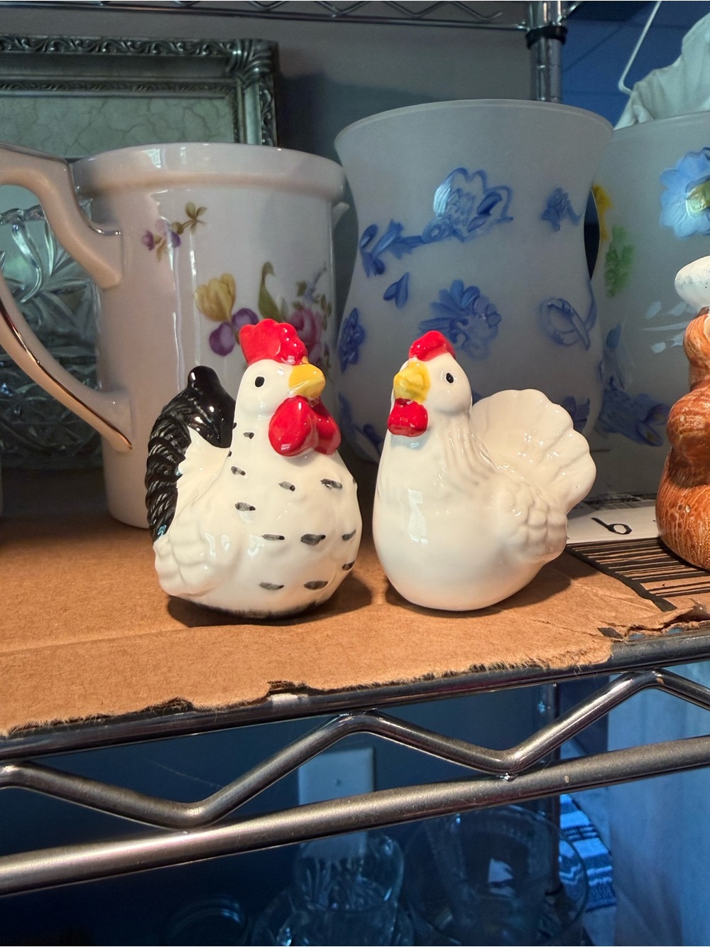 Ceramic Chicken Salt and Pepper Shakers - White